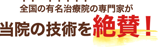 全国の有名治療院の専門家が当院の技術を絶賛!